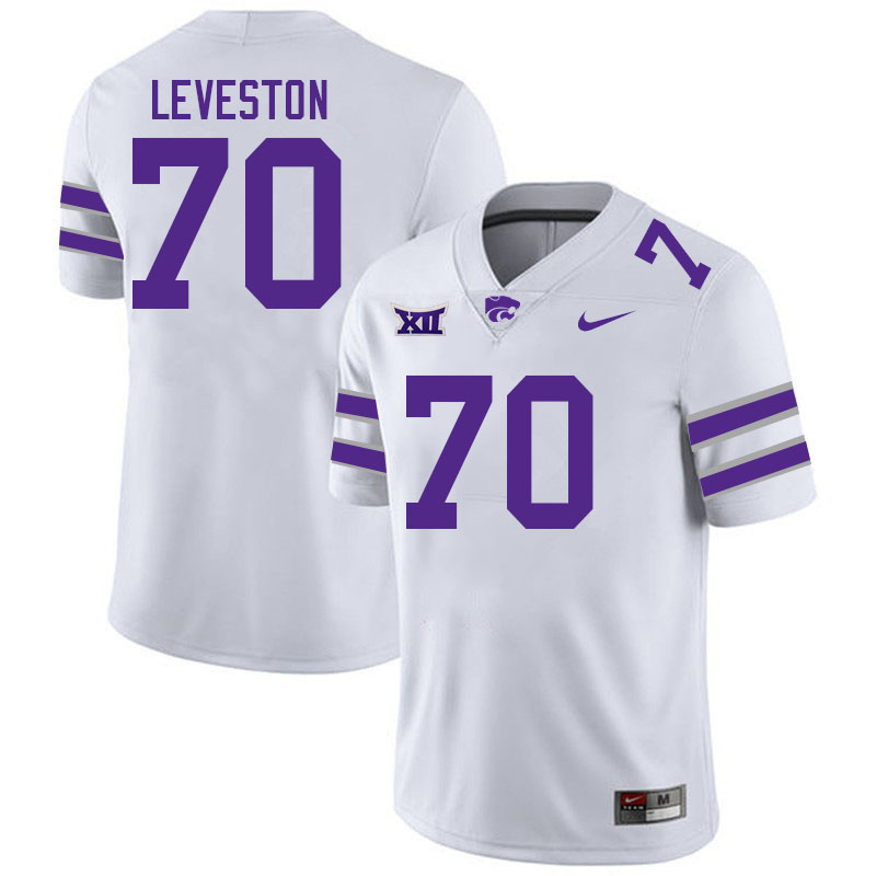 #70 KT Leveston Kansas State Wildcats Fotball Jerseys Stitched Sale-White